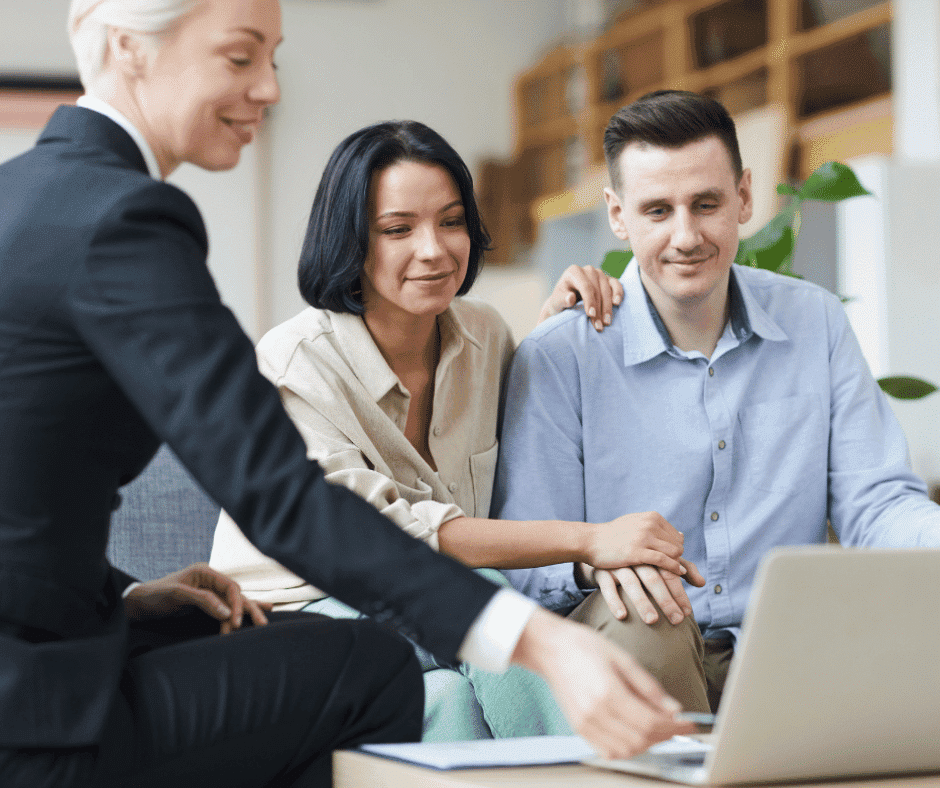 Loan officer explaining her loan programs to clients