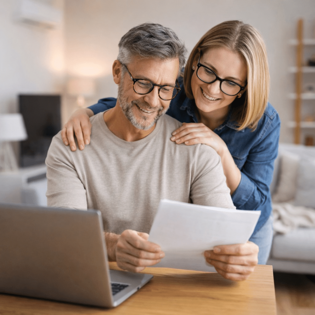 A California couple looking to buy a bigger home reading their loan approval letter.